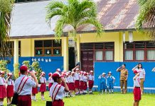 Hari Pertama Masuk Sekolah, SD Katolik Spes Patriae Manganitu Gelar Upacara Bendera